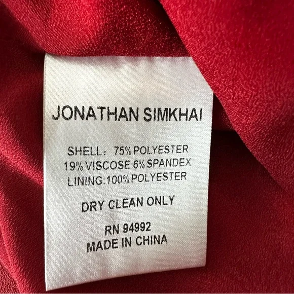 Jonathan Simkhai Cutout Crepe De Chine Top in Crimson Size 6 - Picture 10 of 11